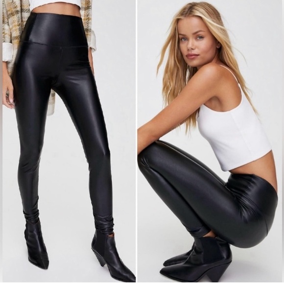 Wilfred Free Aritzia Daria Faux Leather Leggings Pants Vegan Black - Picture 1 of 8